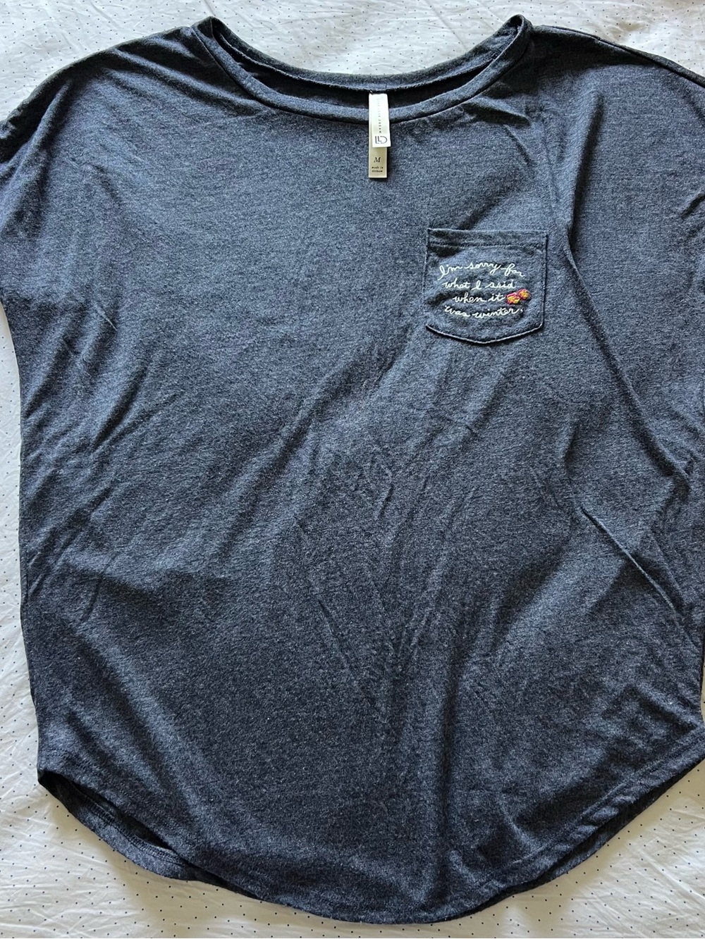 Aeropostale Charcoal Gray Pocket Tee with Embroidered Detail